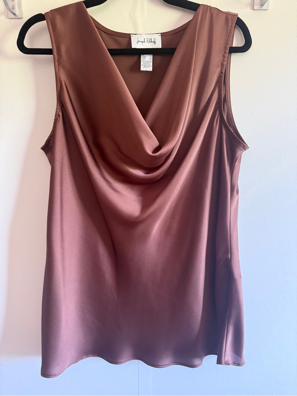 Joseph Ribkoff Drape Neck Satin Tank Top Bronze Brown Size 14 Made in Canada